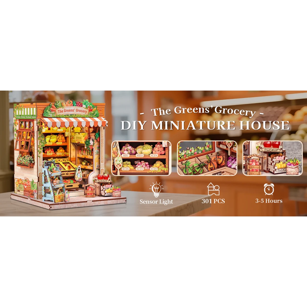Cutebee, 3D DIY huisje, The Green Grocery, CWGC213, 16,2x15,8x20,6cm