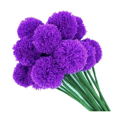 Wolbloemen set van 3 paars Ø5 cm