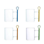 Theekopjes glas 400ml 4 stuks met gekleurde lepels