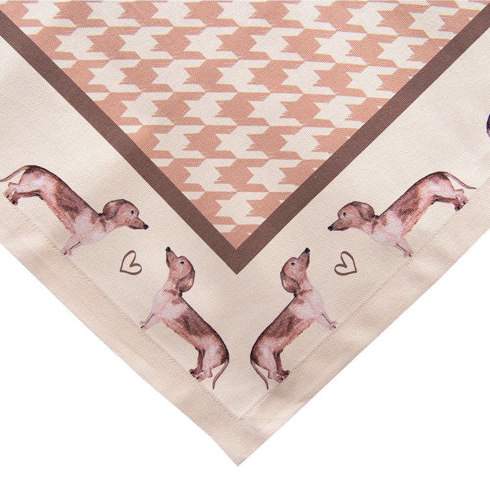 Tafelkleed 150x150 cm katoen bruin teckel