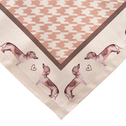Tafelkleed 150x150 cm katoen bruin teckel