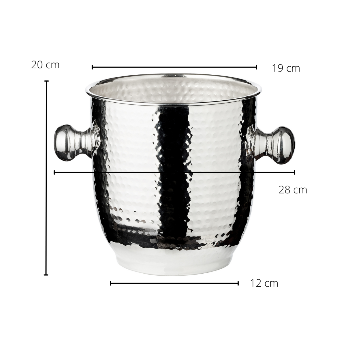 Wijnkoeler 22 cm hoogte 20 cm diameter verzilverd