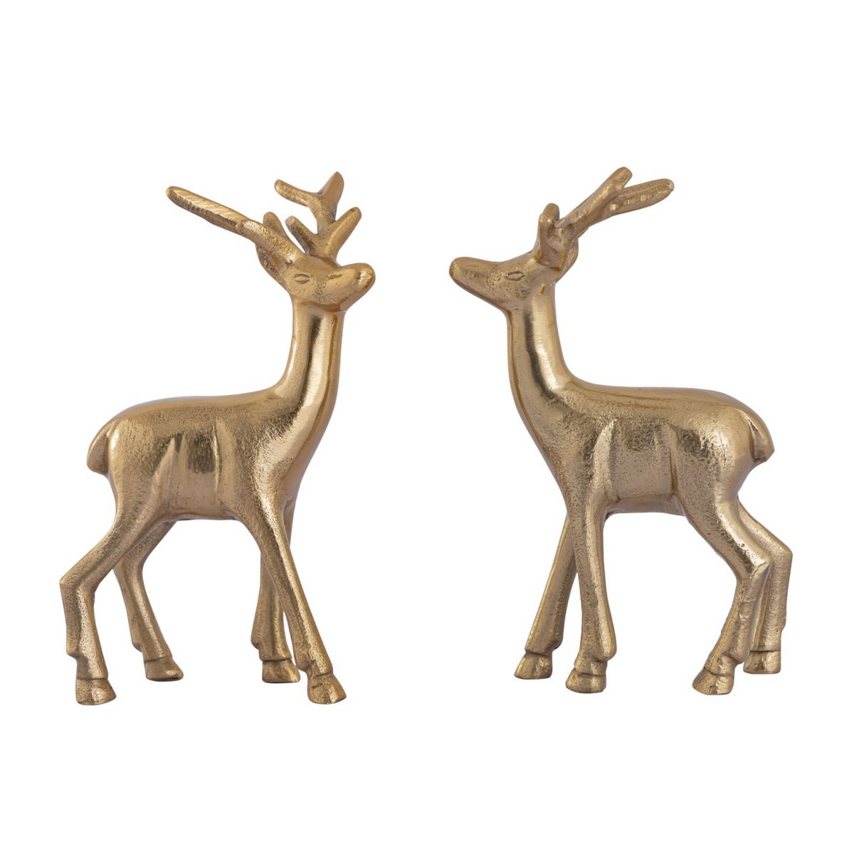 Herten figuren 2 stuks aluminium zilver 12x20x5 cm