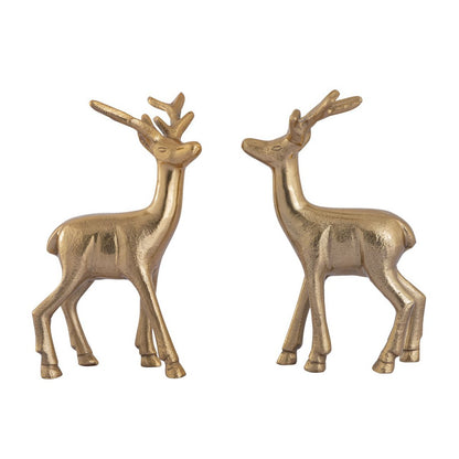 Herten figuren 2 stuks aluminium zilver 12x20x5 cm