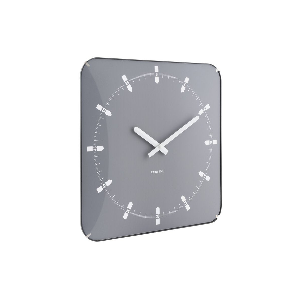 Wandklok 35 cm vierkant grijs plastic