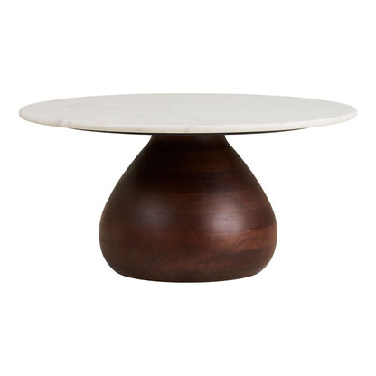 Heide Salontafel, mangohout/marmer, donkerbruin/wit, ø70x35 cm