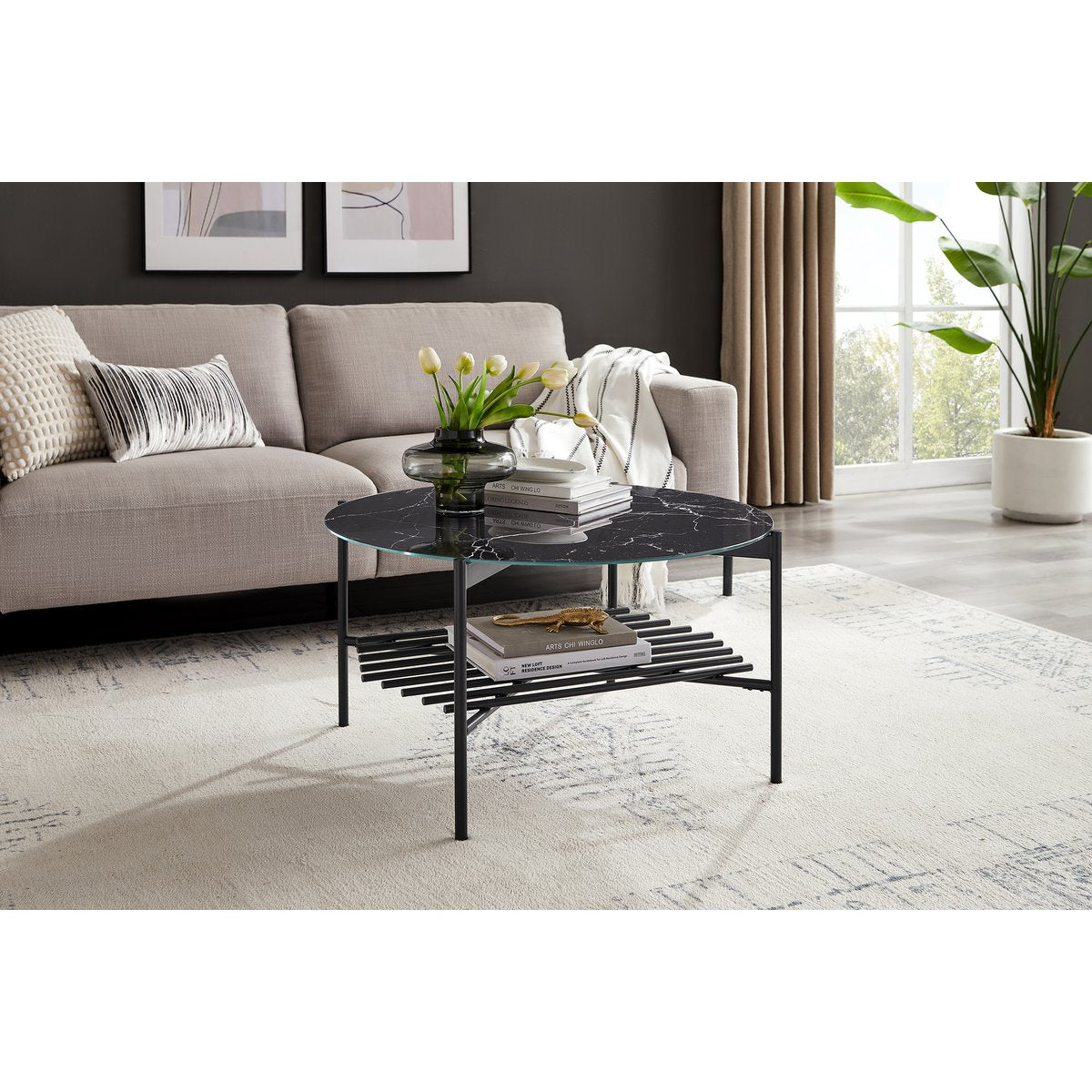 Salontafel rond Ø 84 cm zwart metaal