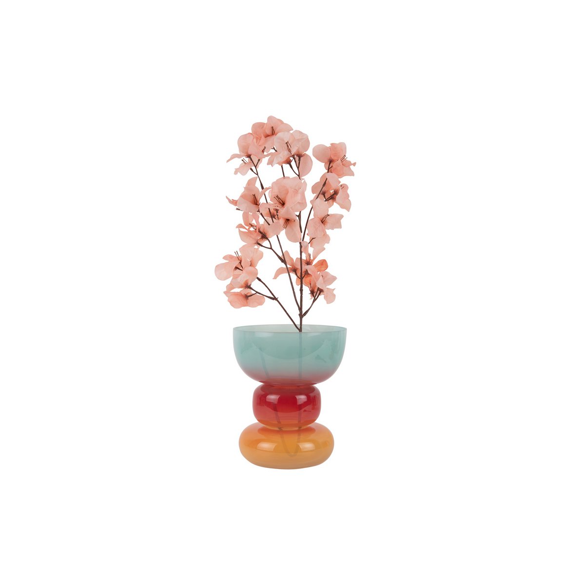 Vaas glas breed 18x21 cm multicolor