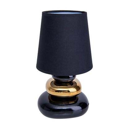 Keramische tafellamp "stoney", tafellamp gemaakt van keramiek en textiel in zwart, goud, met E14 -versie, tafellamp voor eetkamer, woonkamer, gang of kantoor, of als een bedlamp, 31 cm hoog
