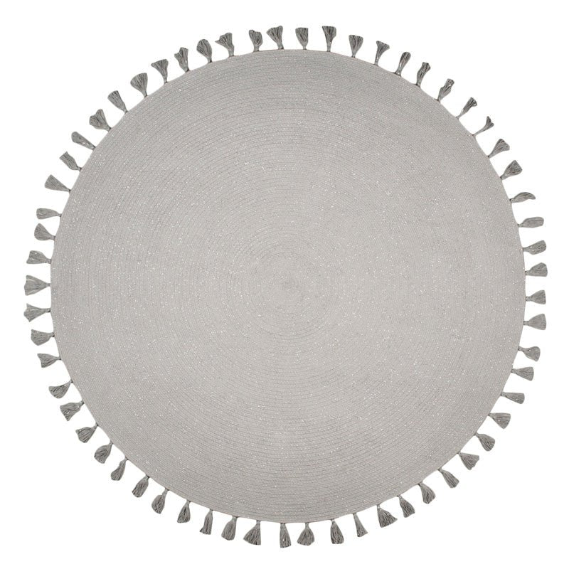 JOSEPHINE silver-grey rug with pompoms