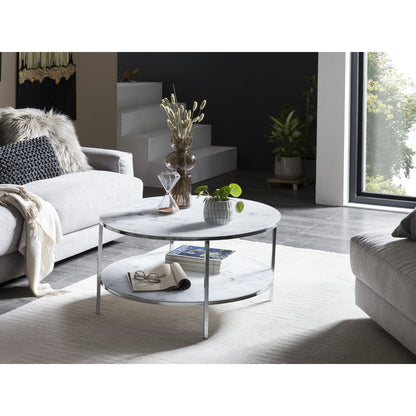 Coffee table with 2 shelves Ø 80 cm