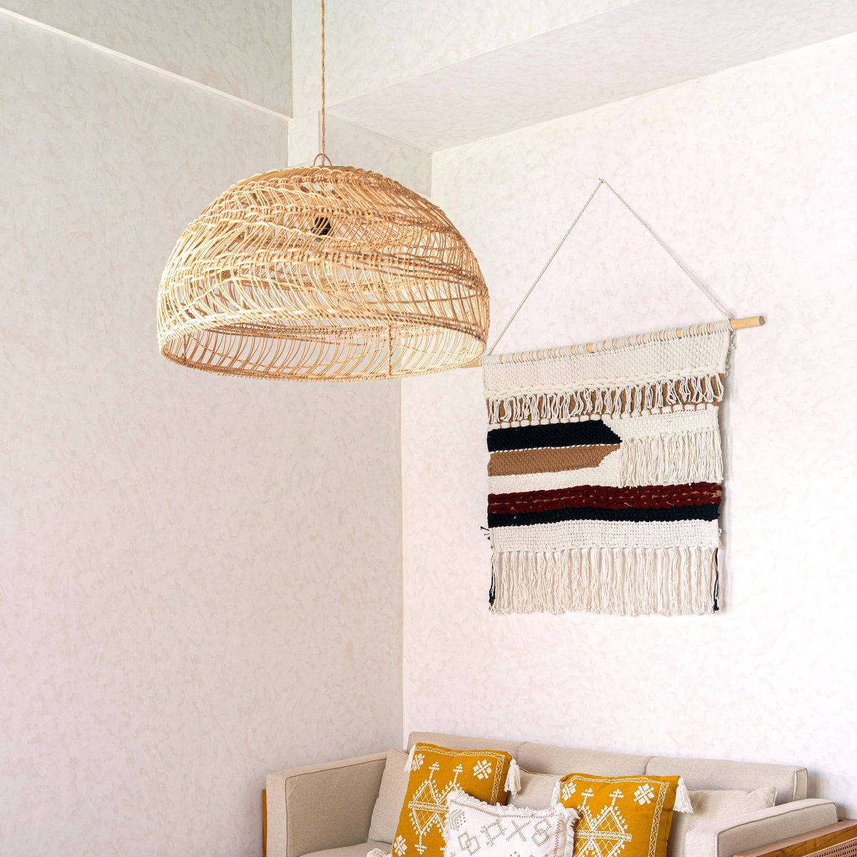Grote Macrame Muurhangen Udara 120x95 Cm Boho Wanddecor