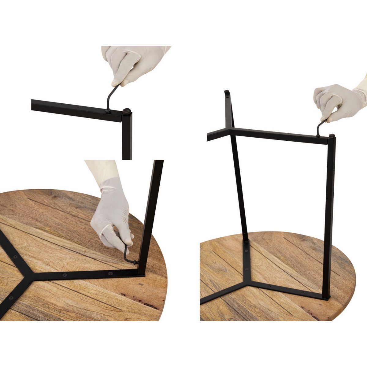Salontafel Zijtafel Vast Hout 56 Cm Metalen Frame Zwart