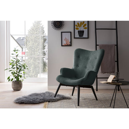 Armchair pine green structured fabric
