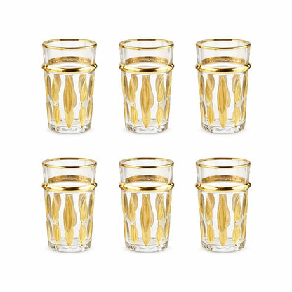 Theekopjes set van 6 glas goud 6x6x10 cm