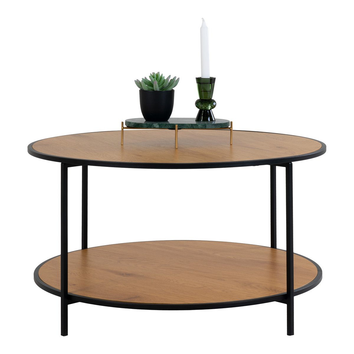 Salontafel rond 80x45 cm eikenlook staal