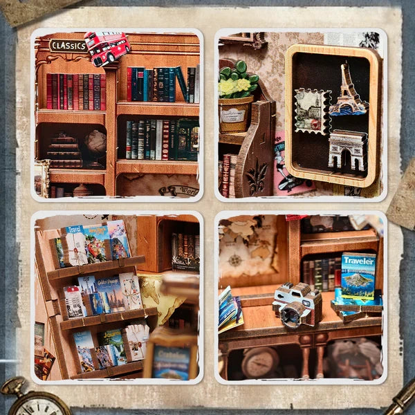 3D DIY huisje boekwinkel 15,5x16x18 cm hout