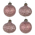Kerstbal set 4 stuks Ø 8 cm rood glas