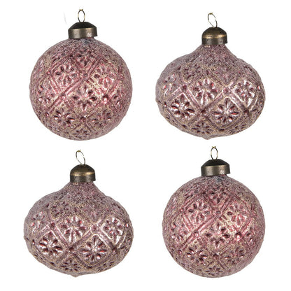 Kerstbal set 4 stuks Ø 8 cm rood glas