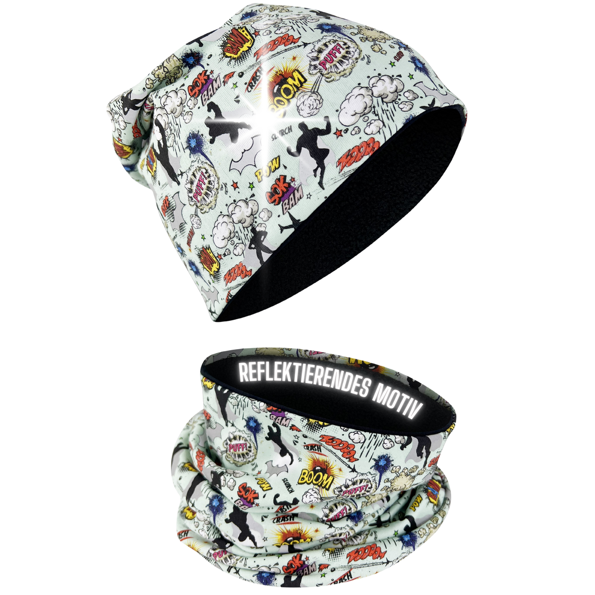 Kinderreflector Mütze en Loop Superheld Zichtbaar Warm