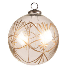 Kerstbal 15 cm glas goud sneeuwvlokken