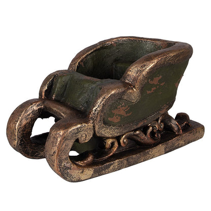 Kerstdecoratie slee 35x23x21 cm groen keramiek
