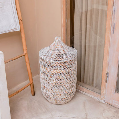 Wasmand met deksel 40x57 cm bananenvezel