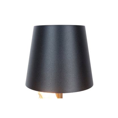 Tafellamp 29 cm hout metaal naturel zwart IP54