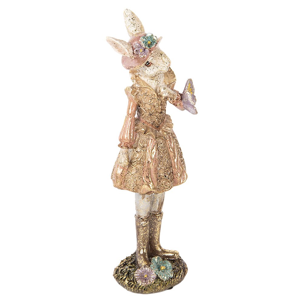 Decorative Figurine Rabbit 26 cm Beige Gold-colored Plastic