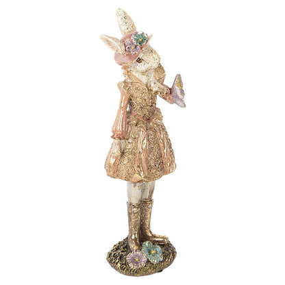 Decorative Figurine Rabbit 26 cm Beige Gold-colored Plastic