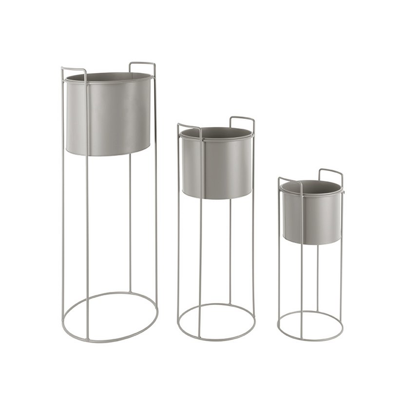 Plantenpotten set ijzer grijs 3 stuks