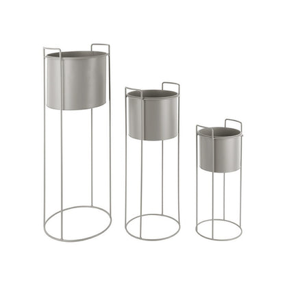 Plantenpotten set ijzer grijs 3 stuks