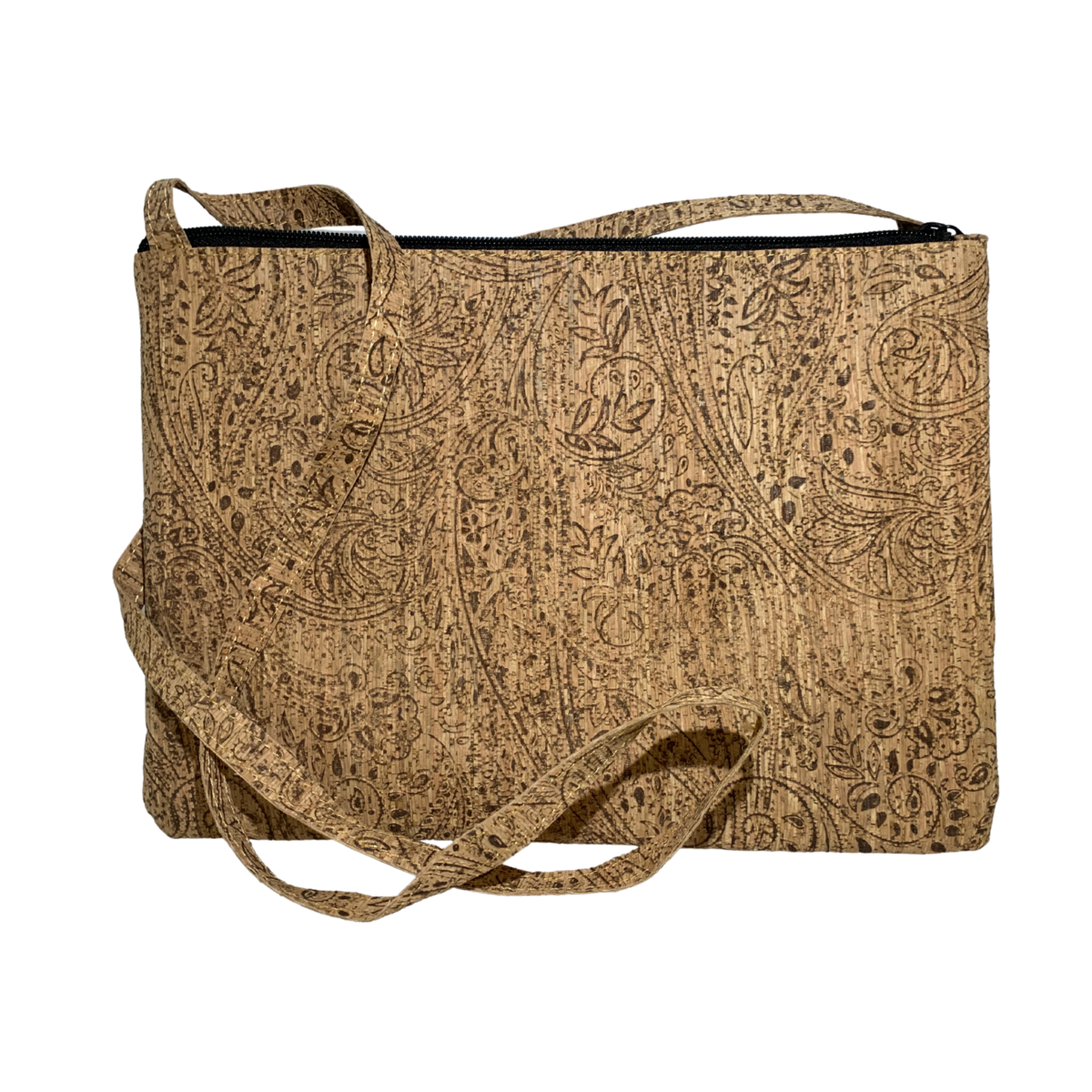 Schoudertas kurk zilver 27x21x1 cm