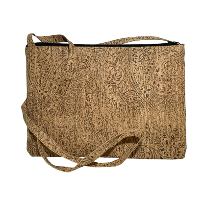 Schoudertas kurk zilver 27x21x1 cm
