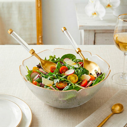 Salade bestek goud transparant 26 cm
