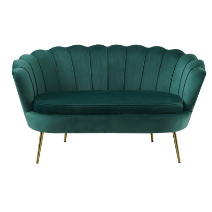 Schelpenbank groen fluweel 136x77x78 cm