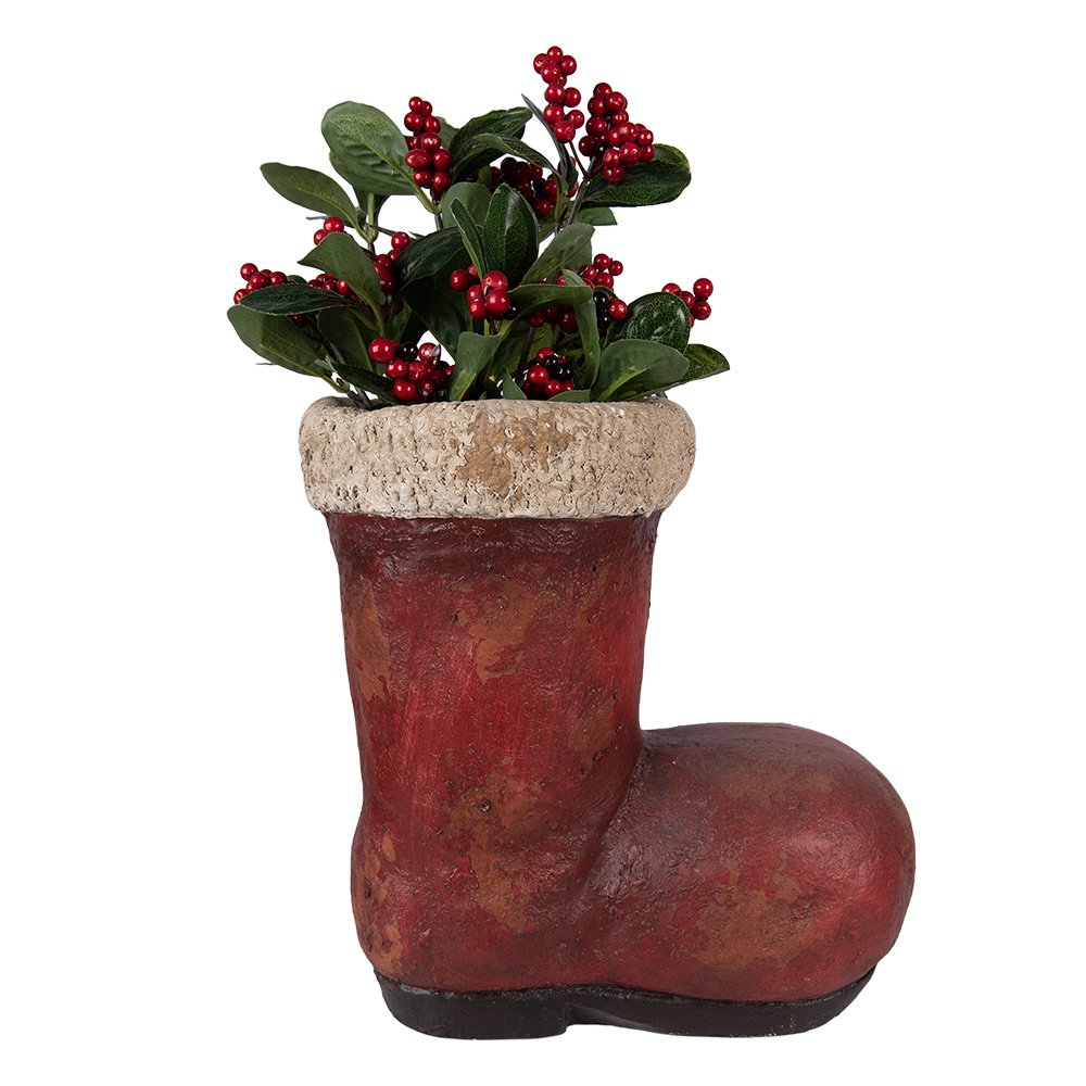 Kerstdecoratie beeld laars 28x18x30 cm rood keramiek