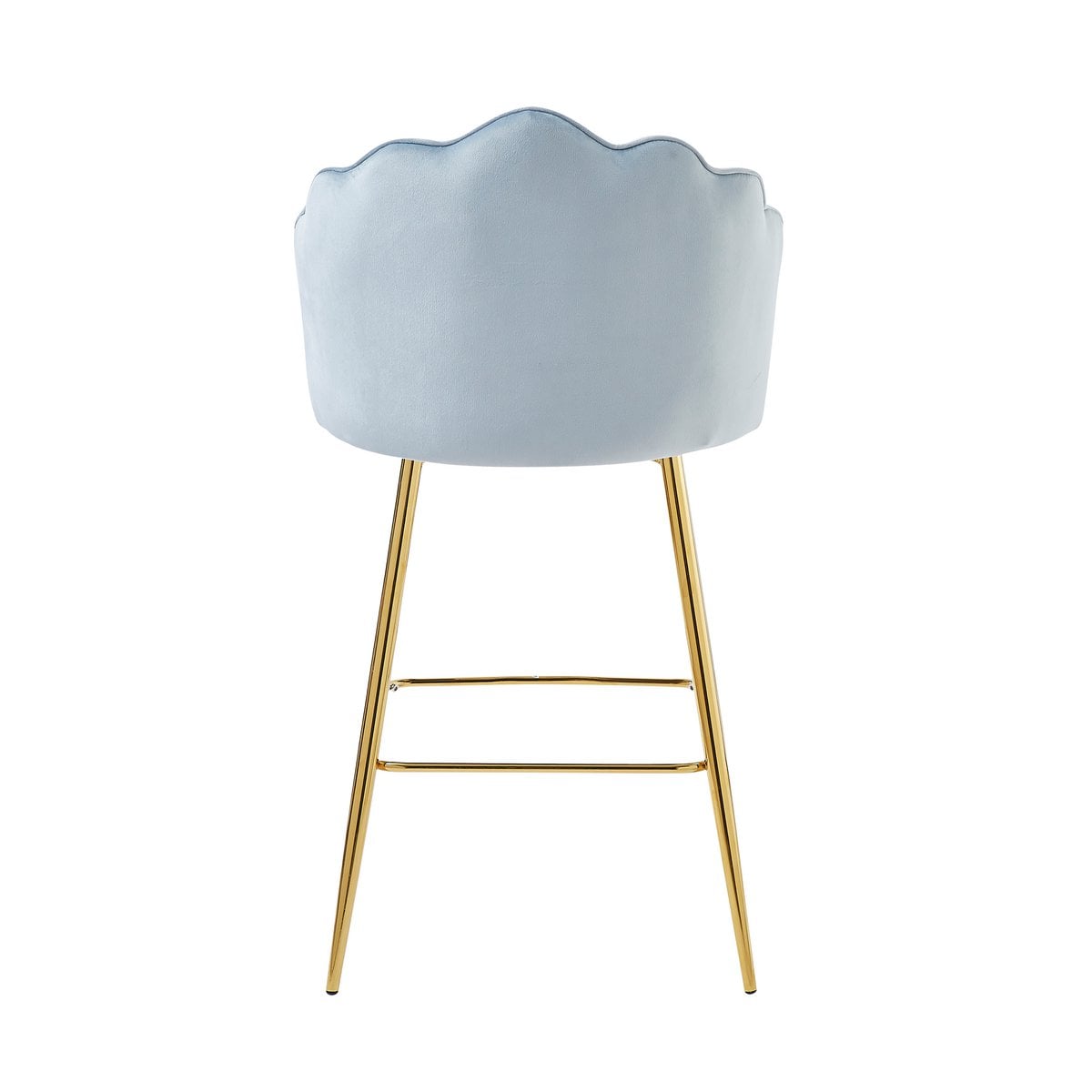 Set of 2 bar stools with shell design in light grey velvet