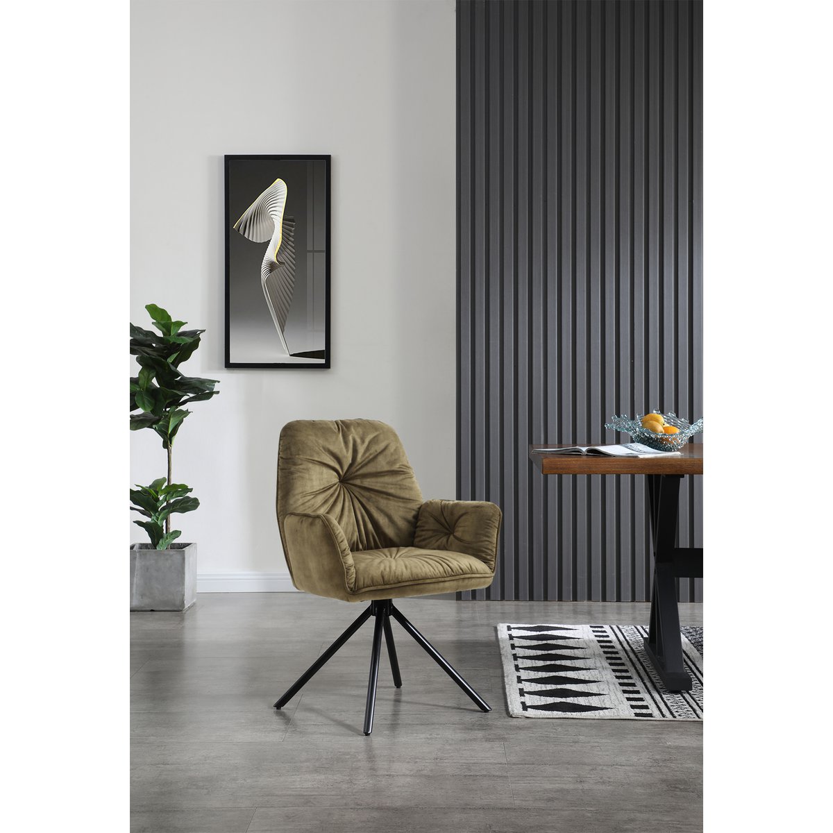 Armchair with 360° swivel function, green