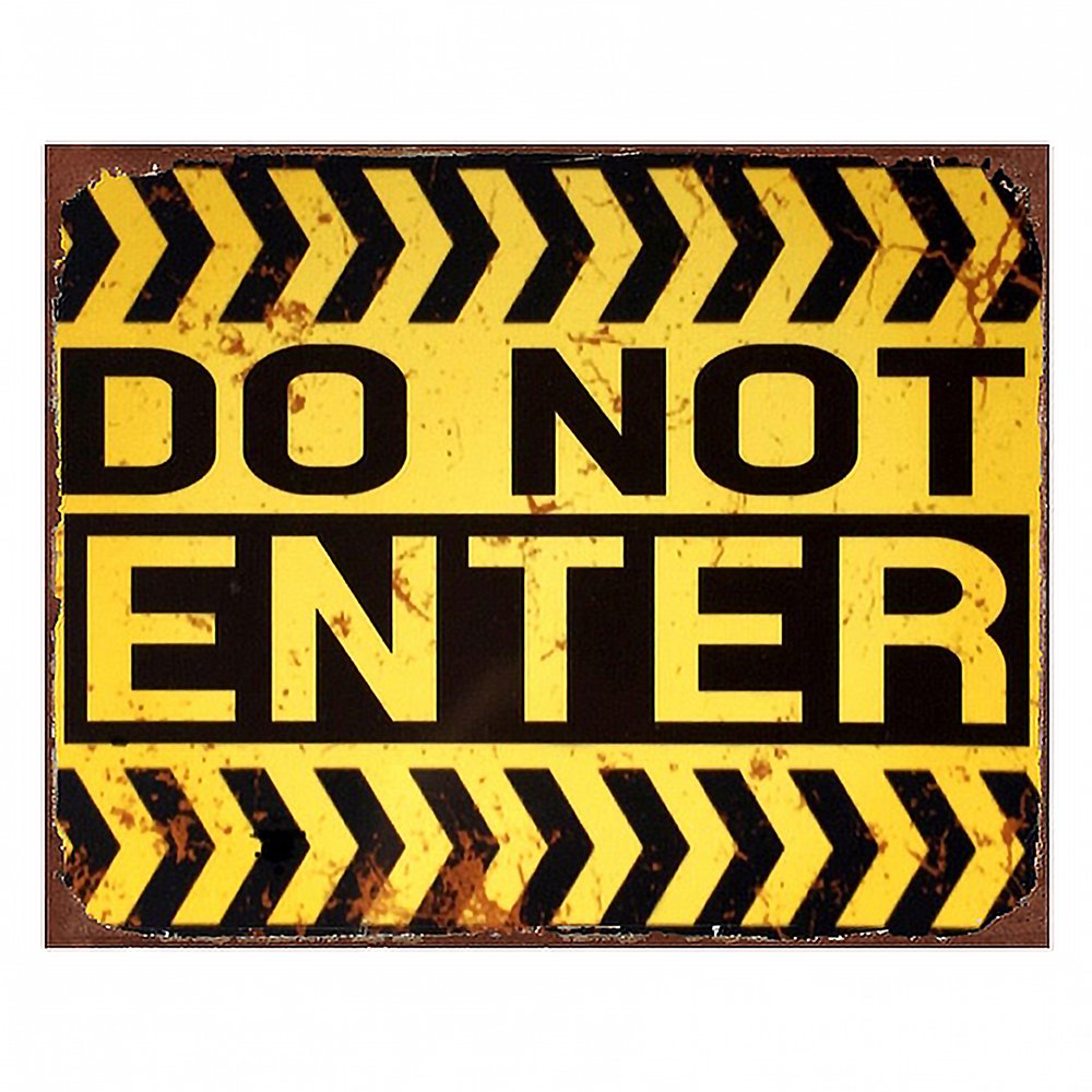 Text plate 25x20 cm Black Yellow Iron Wall Sign