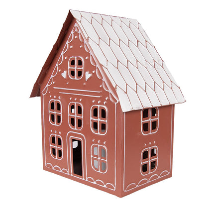 Decoratie huis met LED 27x19x32 cm bruin metaal