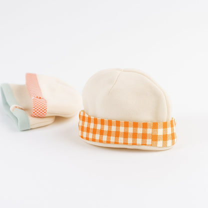 Babymuts biologisch katoen wit gingham