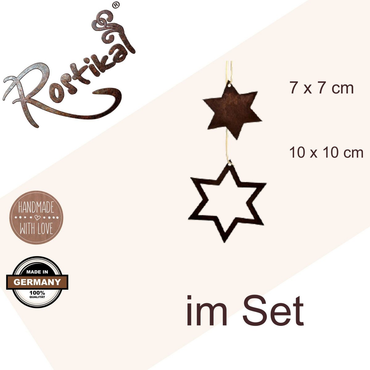 Patina ster set metaal roestkleurig