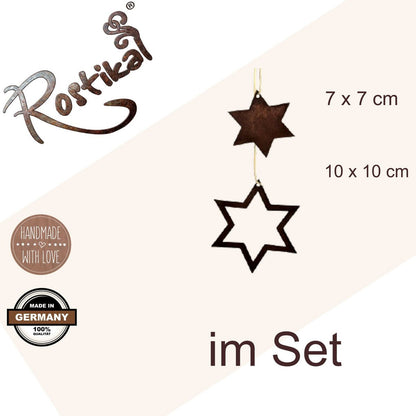 Patina ster set metaal roestkleurig