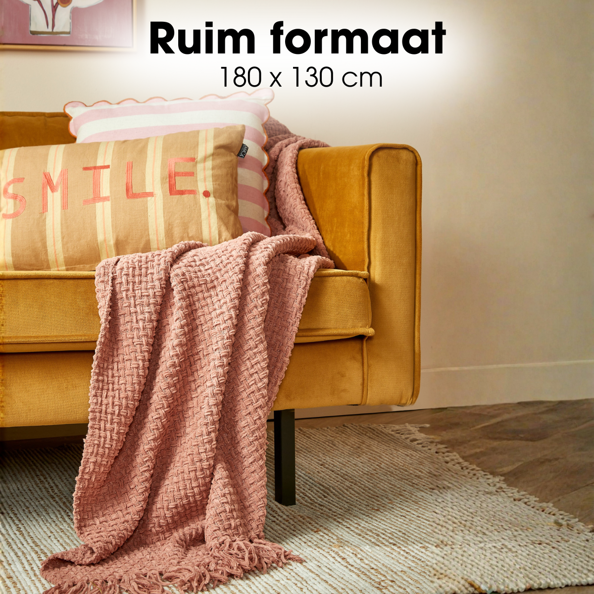 Plaid roze 180x130 cm polyester