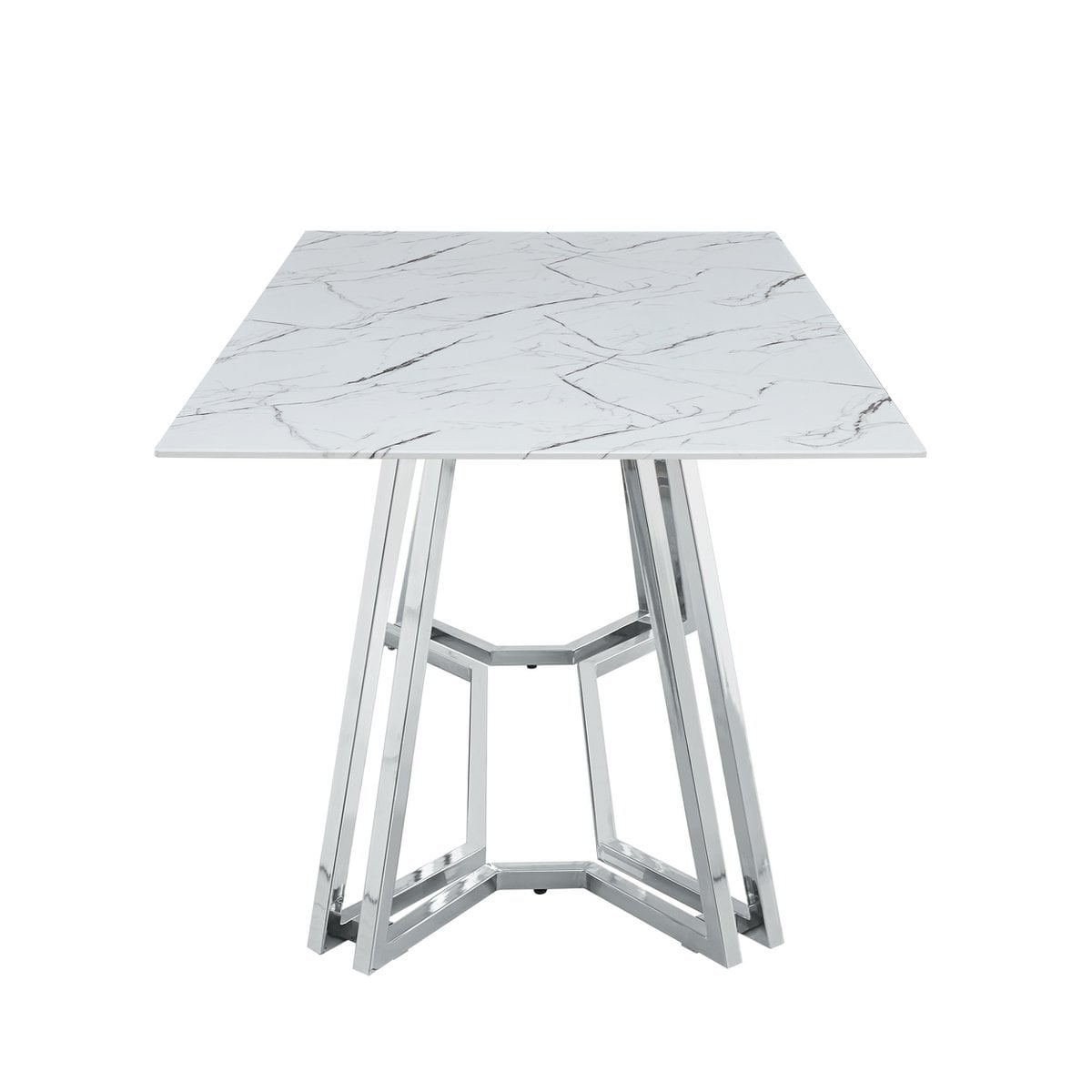 Eettafel 160x90x76 cm glas marmerlook chroom