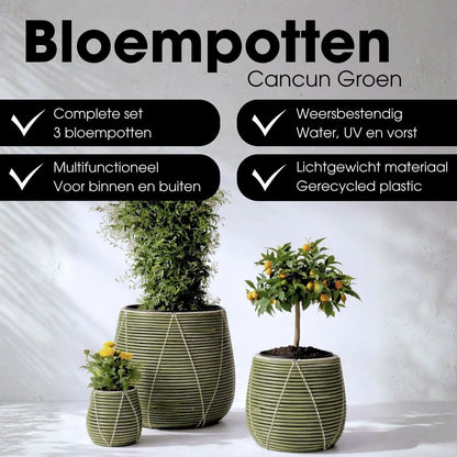 Bloempot Cancun lichtgroen set