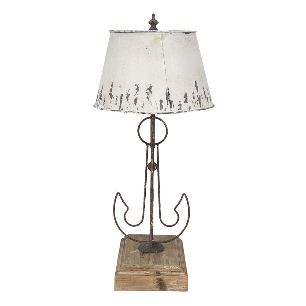 Table lamp Ø 35x79 cm beige brown wood desk lamp