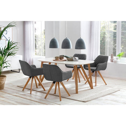 Eetgroep 5-delig 180x90x76 cm wit grijs
