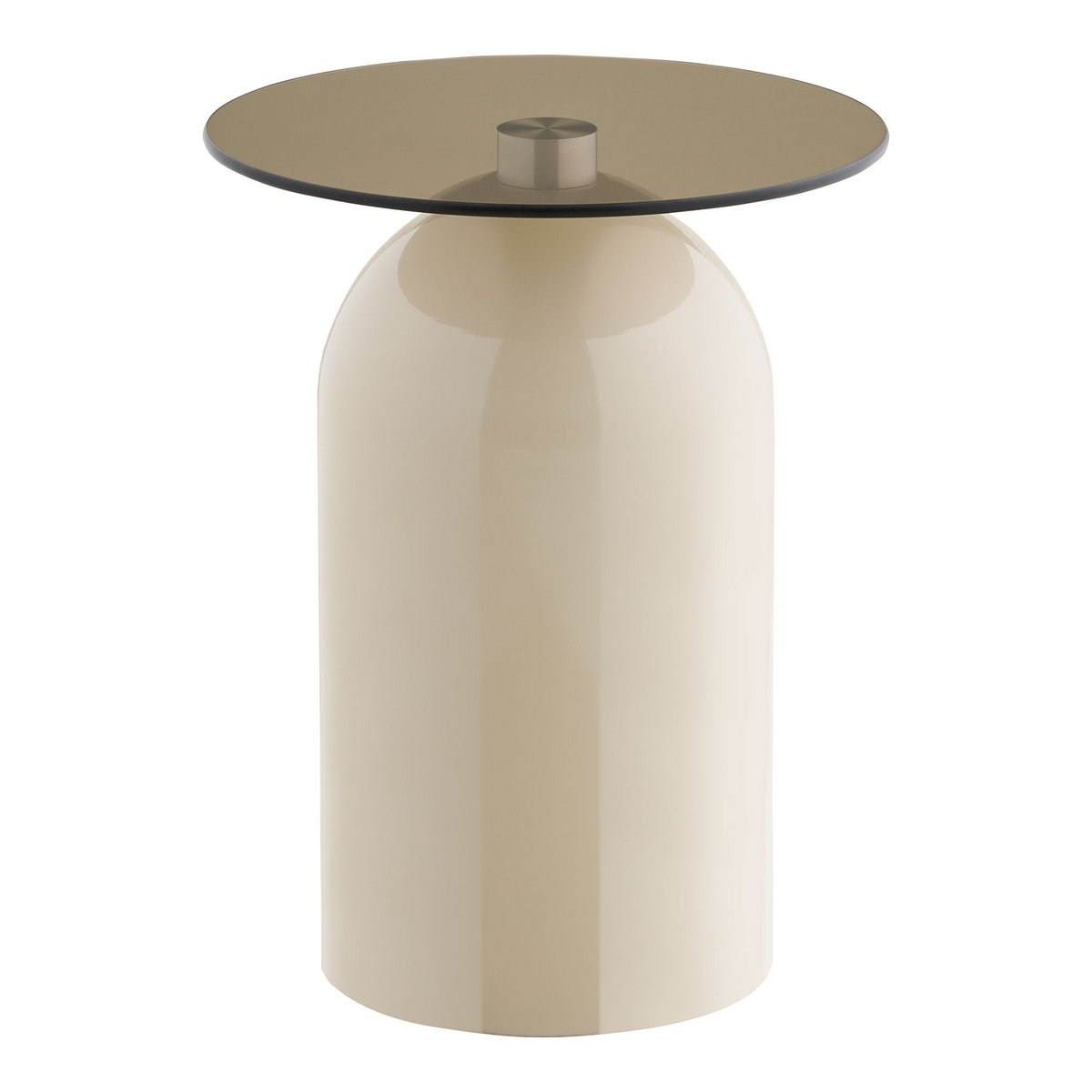 Ravello Bijzettafel, gehard glas/metaal, grijs/beige, ø40x52 cm